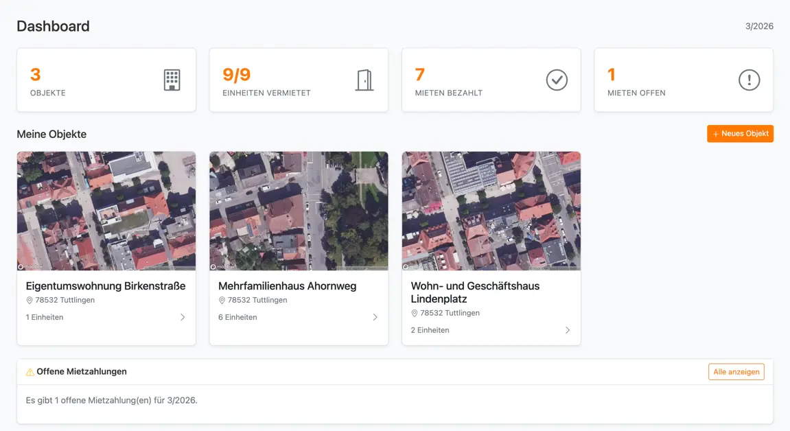 Dashboard - Immobilienverwaltung